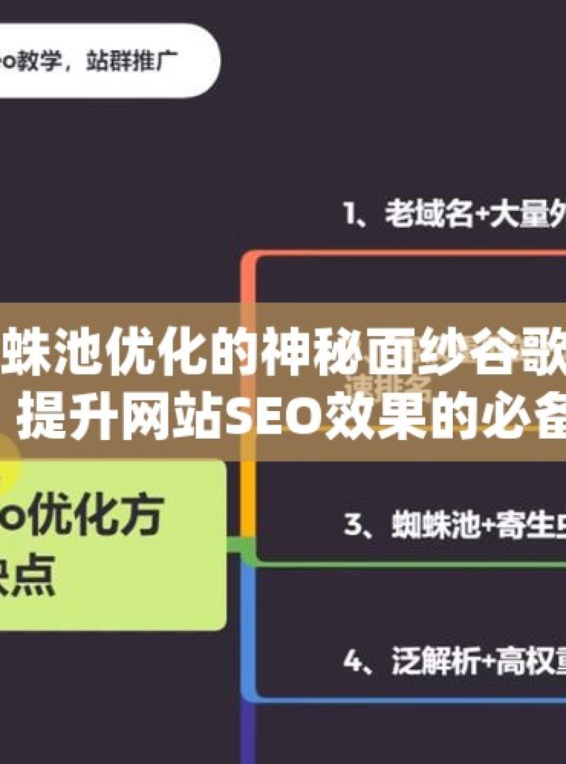 揭秘谷歌蜘蛛池优化的神秘面纱谷歌蜘蛛池使用技巧，提升网站SEO效果的必备工具！ - 